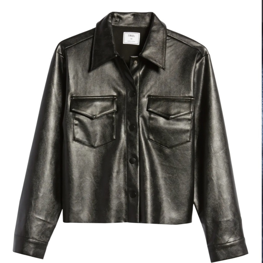 Like New Condition! Faux Leather Army Jacket